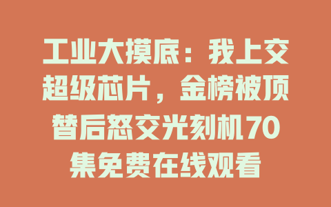 工业大摸底：我上交超级芯片，金榜被顶替后怒交光刻机70集免费在线观看