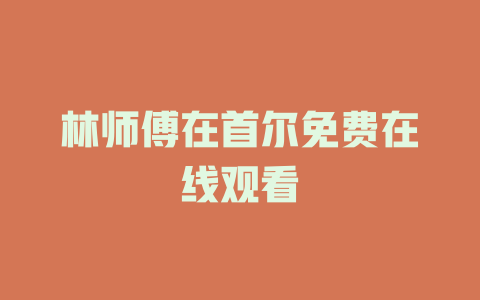 林师傅在首尔免费在线观看