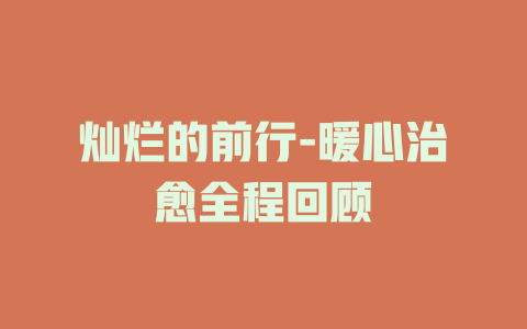 灿烂的前行-暖心治愈全程回顾