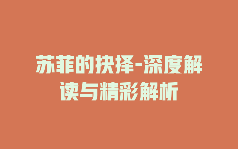 苏菲的抉择-深度解读与精彩解析