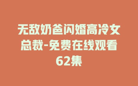 无敌奶爸闪婚高冷女总裁-免费在线观看62集