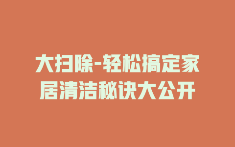 大扫除-轻松搞定家居清洁秘诀大公开