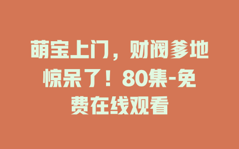 萌宝上门，财阀爹地惊呆了！80集-免费在线观看