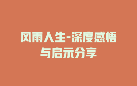 风雨人生-深度感悟与启示分享