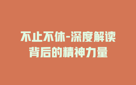 不止不休-深度解读背后的精神力量
