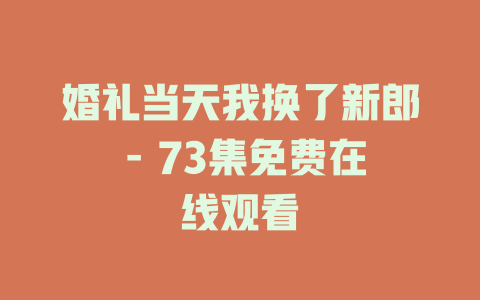 婚礼当天我换了新郎 - 73集免费在线观看
