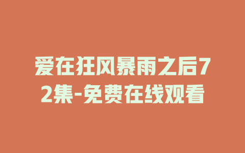 爱在狂风暴雨之后72集-免费在线观看