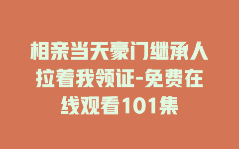 相亲当天豪门继承人拉着我领证-免费在线观看101集