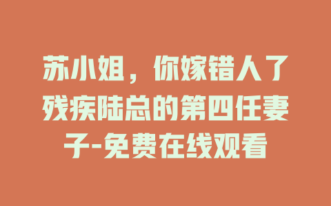 苏小姐，你嫁错人了残疾陆总的第四任妻子-免费在线观看