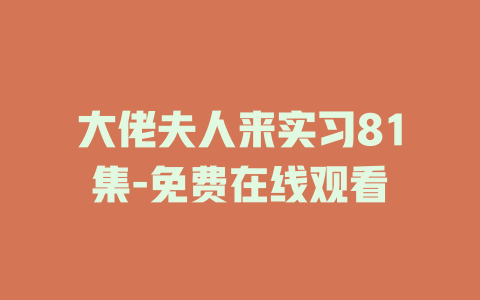 大佬夫人来实习81集-免费在线观看