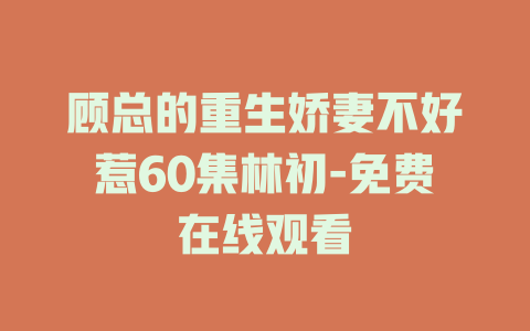 顾总的重生娇妻不好惹60集林初-免费在线观看
