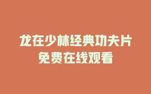 龙在少林经典功夫片免费在线观看
