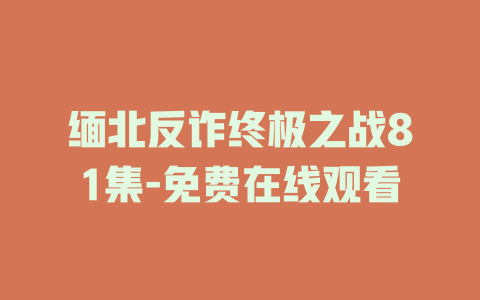 缅北反诈终极之战81集-免费在线观看