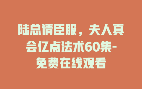 陆总请臣服，夫人真会亿点法术60集-免费在线观看