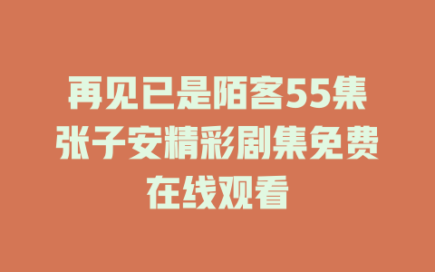再见已是陌客55集张子安精彩剧集免费在线观看