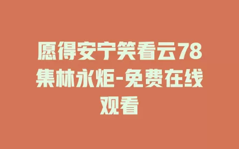 愿得安宁笑看云78集林永炬-免费在线观看