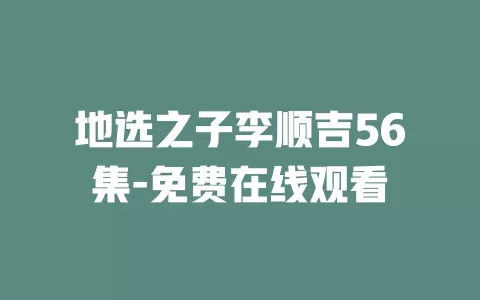 地选之子李顺吉56集-免费在线观看