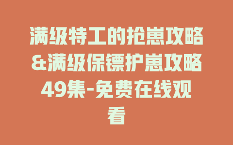 满级特工的抢崽攻略&满级保镖护崽攻略49集-免费在线观看