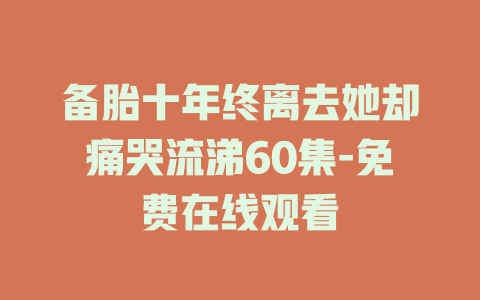 备胎十年终离去她却痛哭流涕60集-免费在线观看