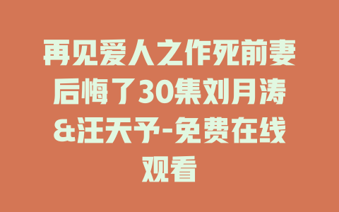 再见爱人之作死前妻后悔了30集刘月涛&汪天予-免费在线观看