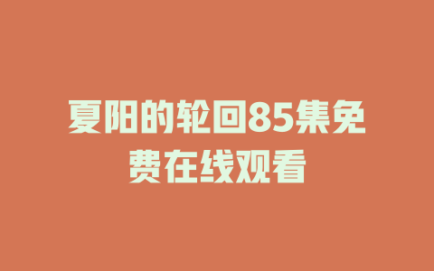 夏阳的轮回85集免费在线观看