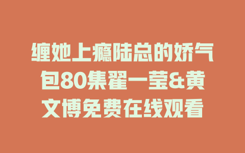 缠她上瘾陆总的娇气包80集翟一莹&黄文博免费在线观看