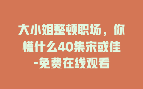 大小姐整顿职场，你慌什么40集宋或佳-免费在线观看