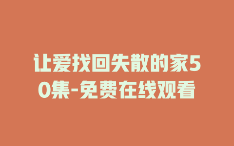 让爱找回失散的家50集-免费在线观看