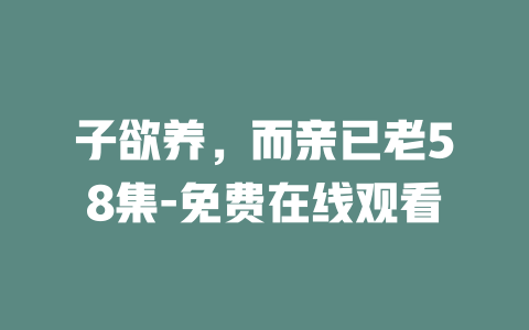 子欲养，而亲已老58集-免费在线观看