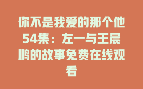 你不是我爱的那个他54集：左一与王晨鹏的故事免费在线观看