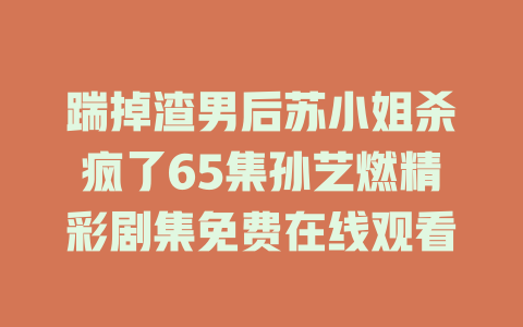 踹掉渣男后苏小姐杀疯了65集孙艺燃精彩剧集免费在线观看