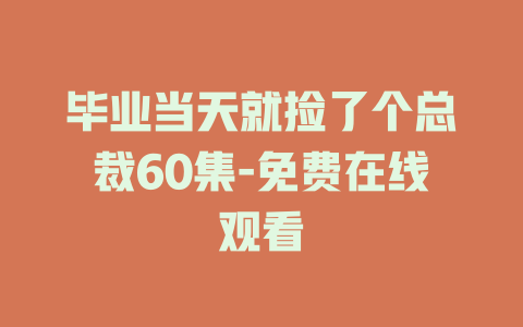 毕业当天就捡了个总裁60集-免费在线观看
