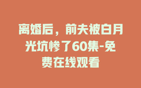 离婚后，前夫被白月光坑惨了60集-免费在线观看