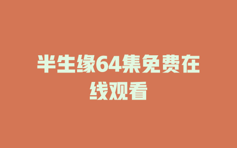 半生缘64集免费在线观看