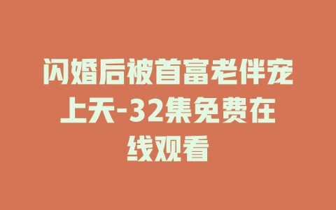 闪婚后被首富老伴宠上天-32集免费在线观看