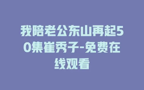 我陪老公东山再起50集崔秀子-免费在线观看