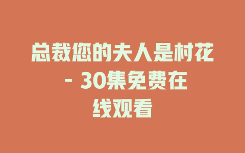 总裁您的夫人是村花 - 30集免费在线观看