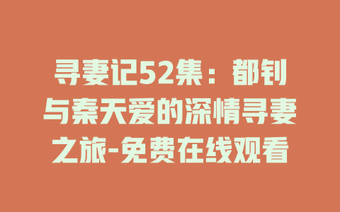 寻妻记52集：都钊与秦天爱的深情寻妻之旅-免费在线观看