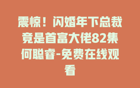 震惊！闪婚年下总裁竟是首富大佬82集何聪睿-免费在线观看