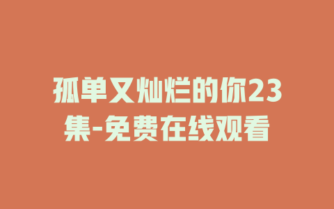 孤单又灿烂的你23集-免费在线观看
