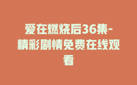 爱在燃烧后36集-精彩剧情免费在线观看