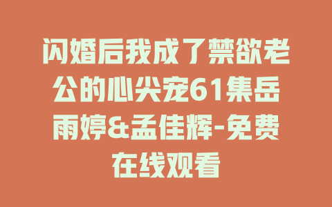 闪婚后我成了禁欲老公的心尖宠61集岳雨婷&孟佳辉-免费在线观看