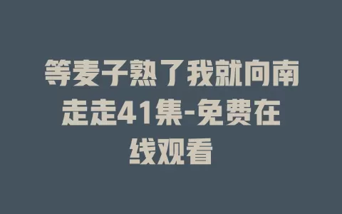 等麦子熟了我就向南走走41集-免费在线观看