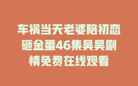 车祸当天老婆陪初恋砸金蛋46集吴昊剧情免费在线观看