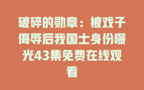 破碎的勋章：被戏子侮辱后我国士身份曝光43集免费在线观看