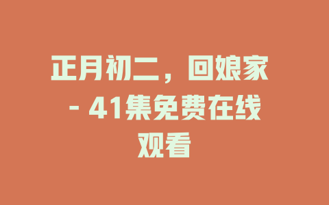 正月初二，回娘家 - 41集免费在线观看