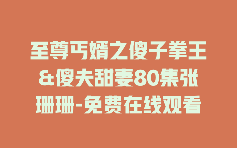 至尊丐婿之傻子拳王&傻夫甜妻80集张珊珊-免费在线观看