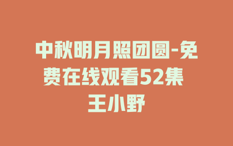 中秋明月照团圆-免费在线观看52集 王小野