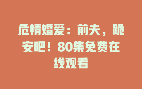 危情婚爱：前夫，跪安吧！80集免费在线观看