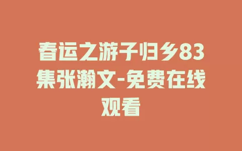 春运之游子归乡83集张瀚文-免费在线观看
